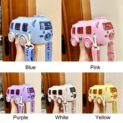 Cartoon Bus Straw Cup for Kids
