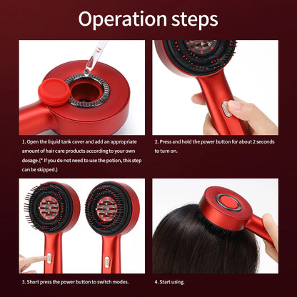 Electric Vibration Massage Comb Red Light Therapy Hair Growth Scalp Massage Brush Oil Liquid Applicator Head Massager
