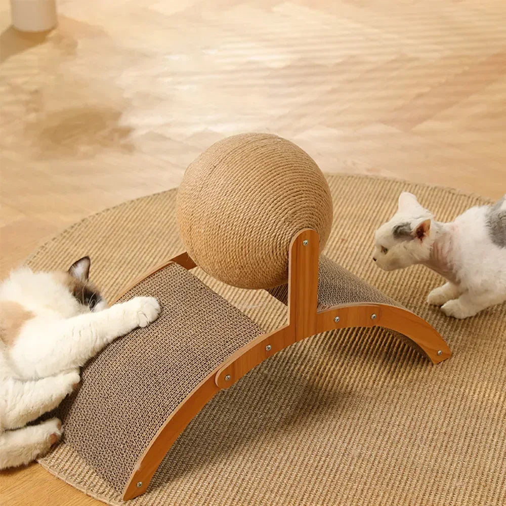 Cat Scratching Ball Wooden Cat Scratcher  Toy 2 In1