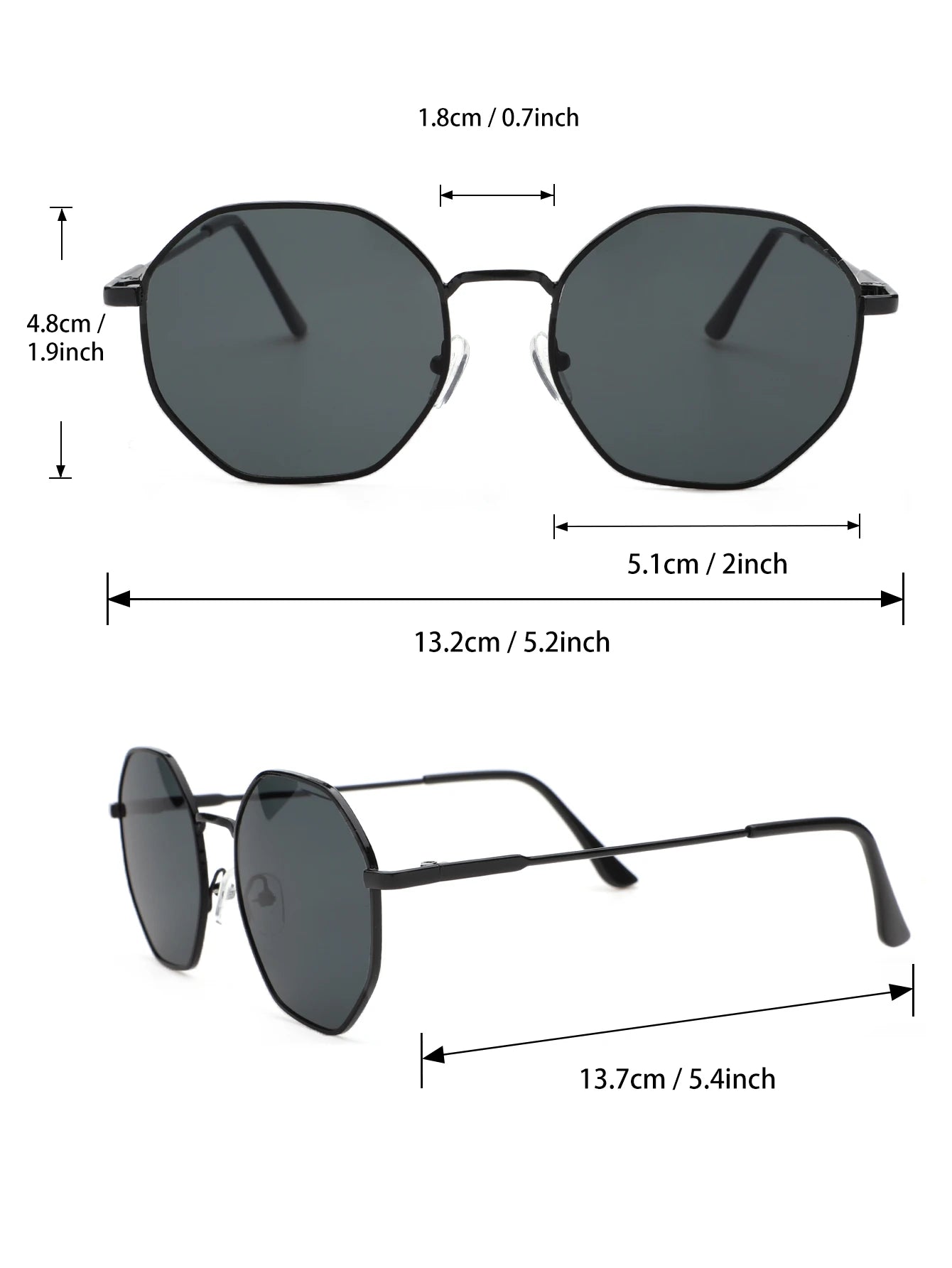2 Pcs Metal Geometric Classical Sunglasses