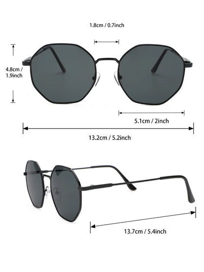 2 Pcs Metal Geometric Classical Sunglasses