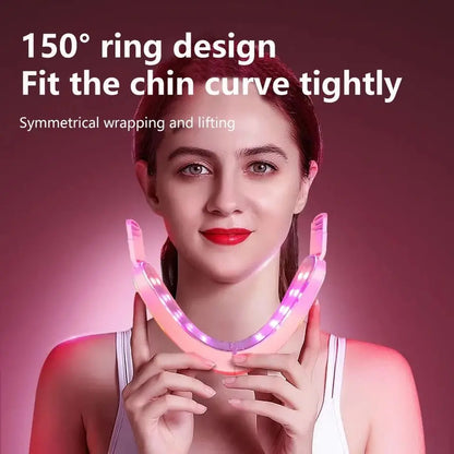 LED Photon Therapy Facial Lifting & Slimming Massager – Heated V-Face Double Chin Reducer & Skin Tightening Device