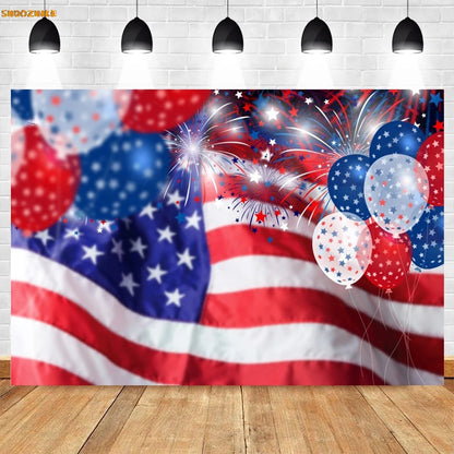 Flag and Balloon 4th Of July Day Photography