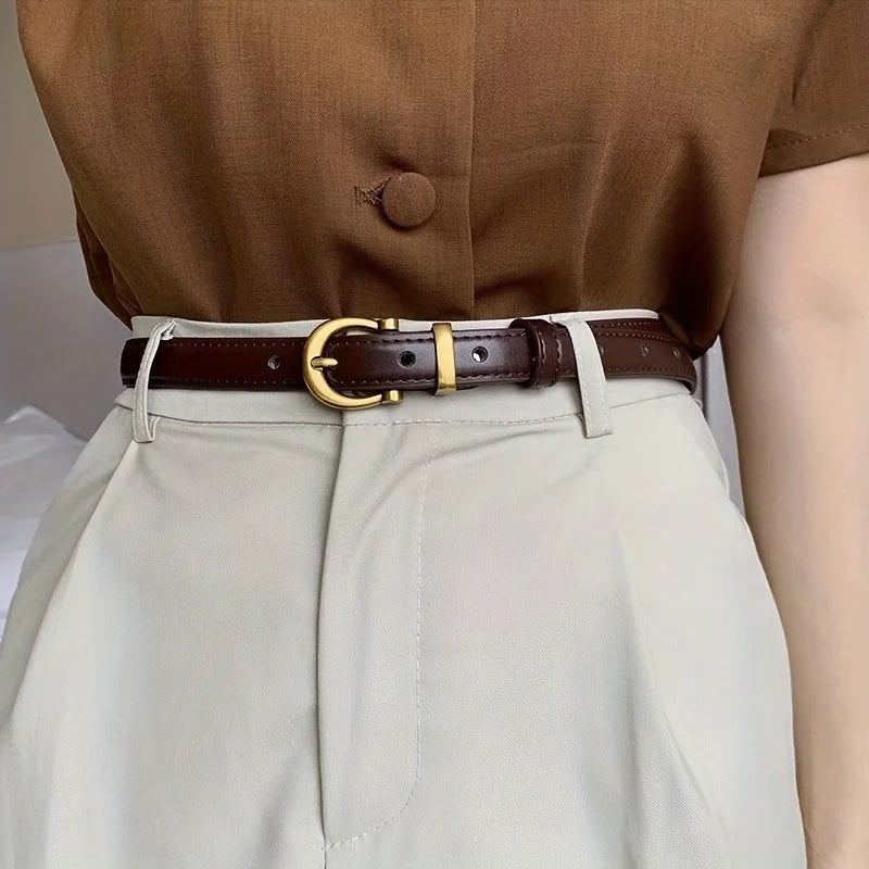 Vintage PU Leather Oval Buckle Belt