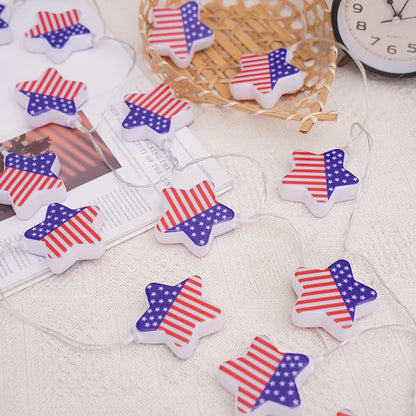 USA Flag Patriotic LED String Lights