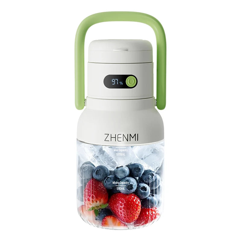 Portable Smoothie Blender 2-in-1 travel blender + bottle 1000ML USB Rechargeable Outdoor Mixing Cup
