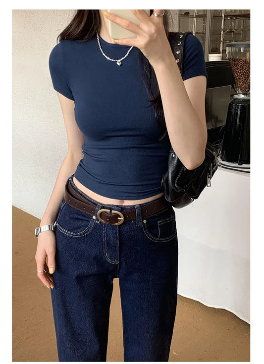 Crewneck Skinny T-shirt Summer