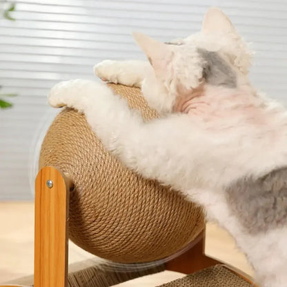 Cat Scratching Ball Wooden Cat Scratcher  Toy 2 In1