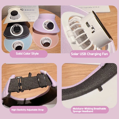 Children's Sun Protection Fan Hat Solar/USB