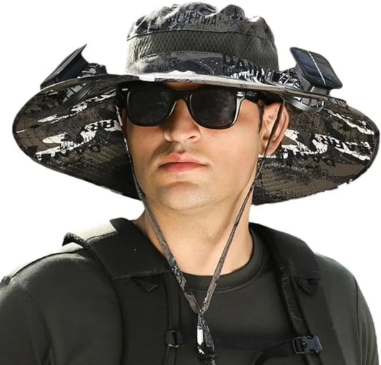 UPF 50+ Wide Brim Solar Fan & Charging Hat
