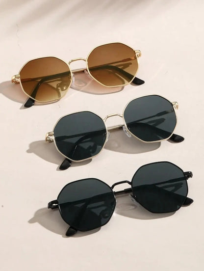 2 Pcs Metal Geometric Classical Sunglasses