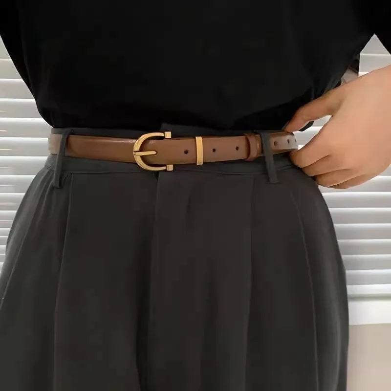 Vintage PU Leather Oval Buckle Belt