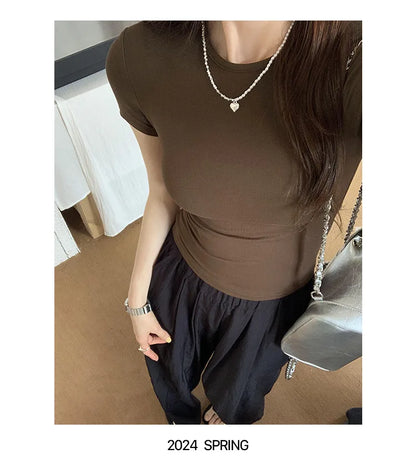 Crewneck Skinny T-shirt Summer