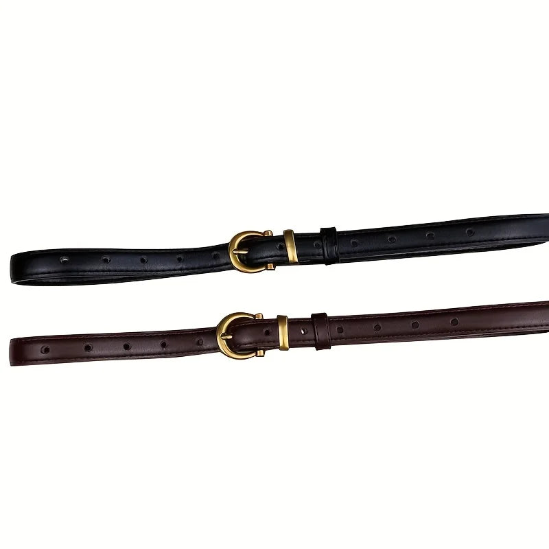 Vintage PU Leather Oval Buckle Belt