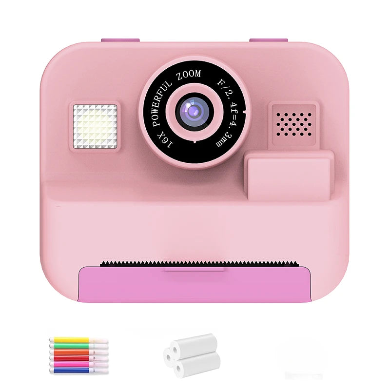 Instant Print Camera With 32G Card, 1080P Children  KidsMini Digital  Video Camera