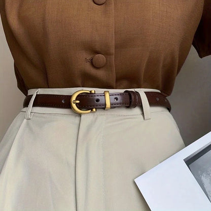 Vintage PU Leather Oval Buckle Belt