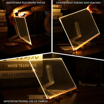 LED Note Board Night Light With Colorful 7 Pens Acrylic Drawing Board