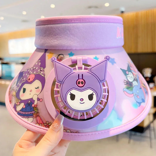 Kulomi Sanrio Kids  Wide Brim  Sun protection Fan Hat Charging USB