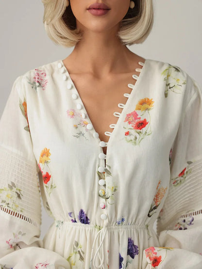 Garden Whisper – Loose Floral Beach Dress