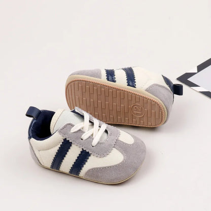 2 Striped  soft soled baby girls shoes  0-18M