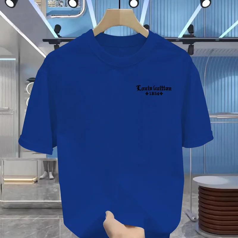 Summer Men's 100% Cotton Casual  Funny Round Neck Short  T-Shirt