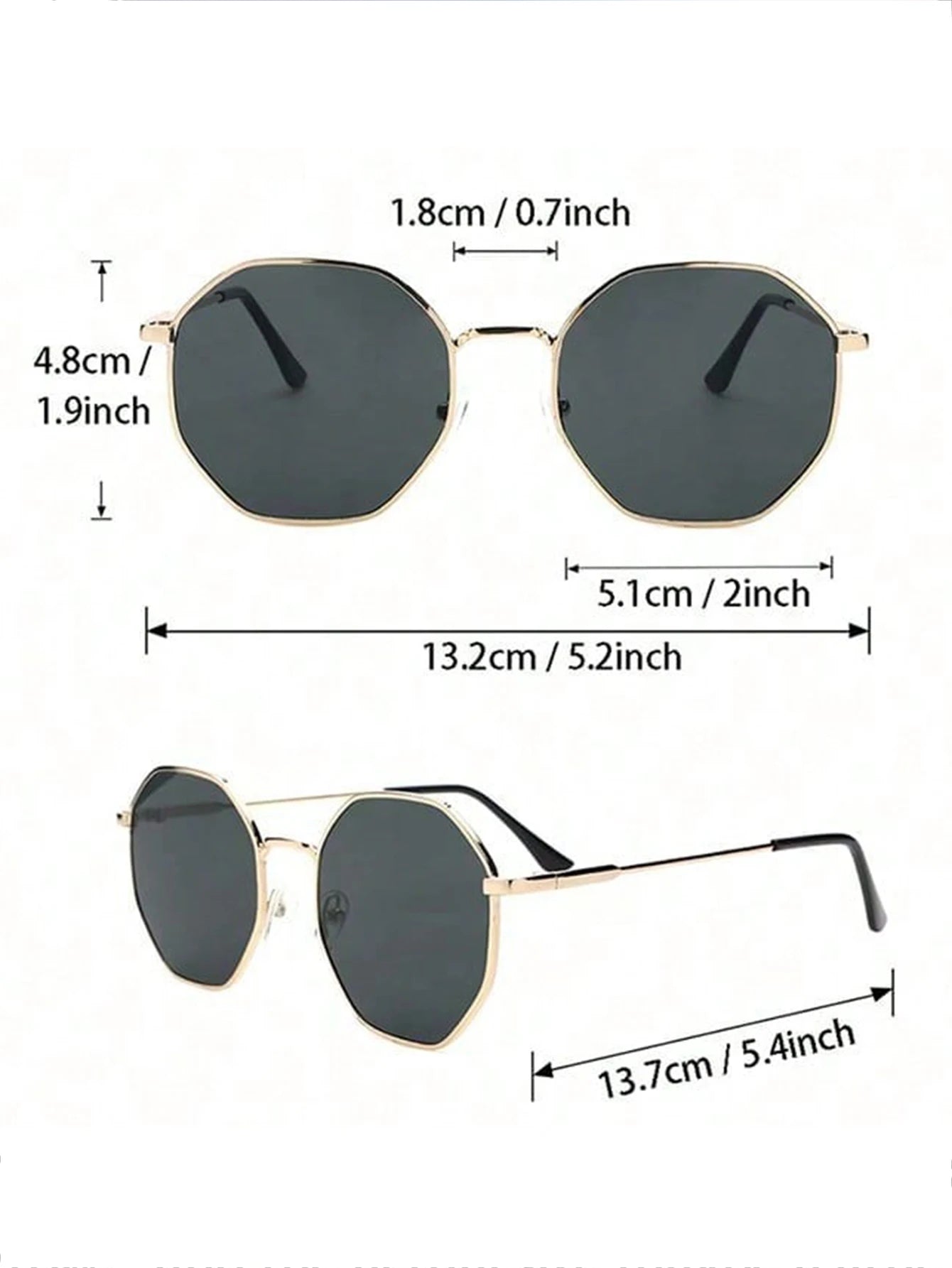 2 Pcs Metal Geometric Classical Sunglasses