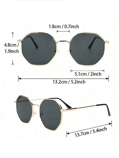 2 Pcs Metal Geometric Classical Sunglasses