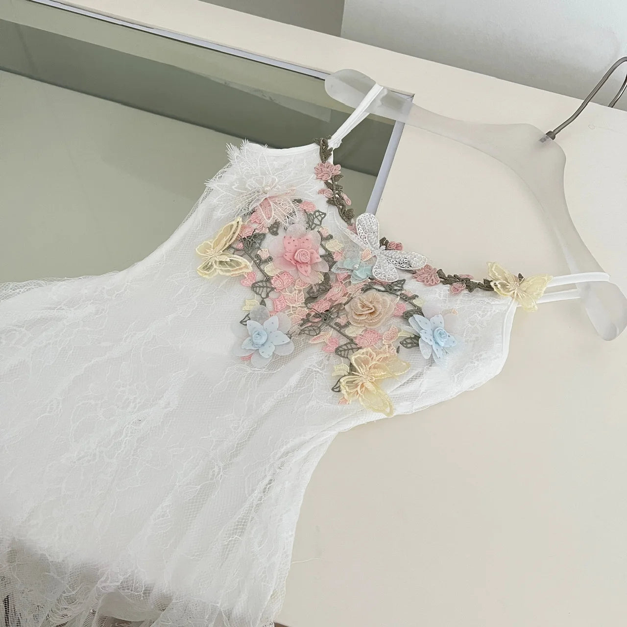 French Pearl – White Lace Fishtail Beach Dress