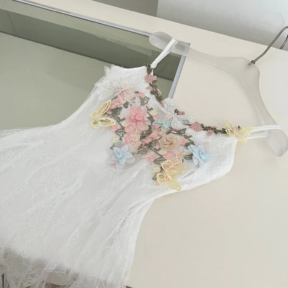 French Pearl – White Lace Fishtail Beach Dress