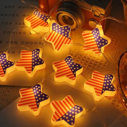 USA Flag Patriotic LED String Lights