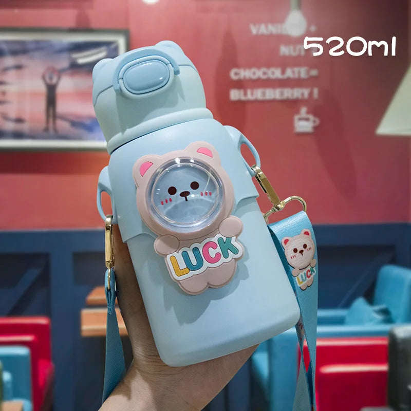 Cute Stainless Steel Leak-Proof  Water Bottle With Straw