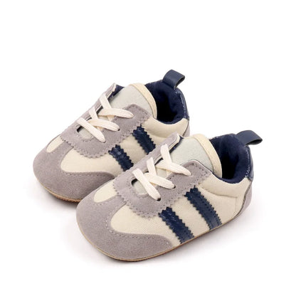 2 Striped  soft soled baby girls shoes  0-18M