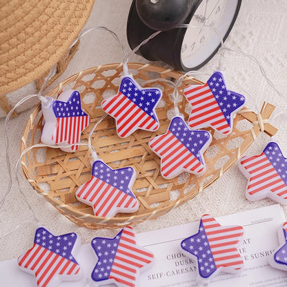 USA Flag Patriotic LED String Lights