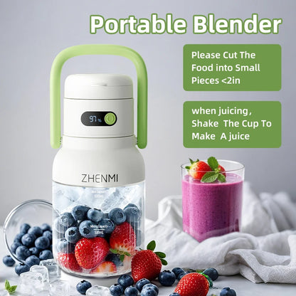 Portable Smoothie Blender 2-in-1 travel blender + bottle 1000ML USB Rechargeable Outdoor Mixing Cup