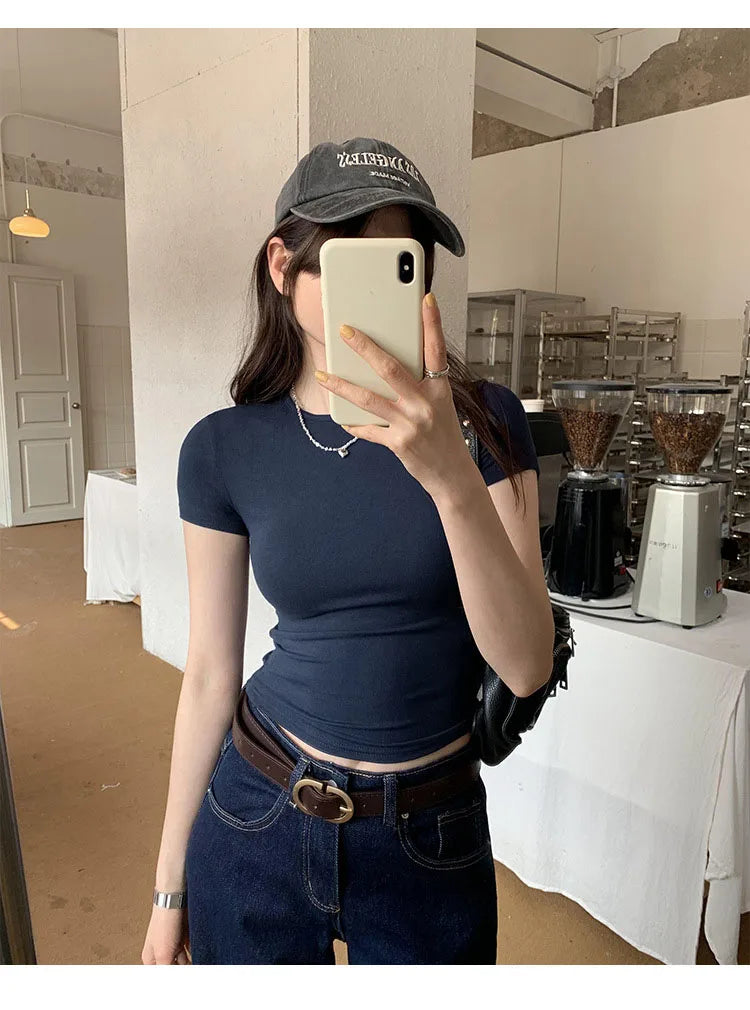 Crewneck Skinny T-shirt Summer