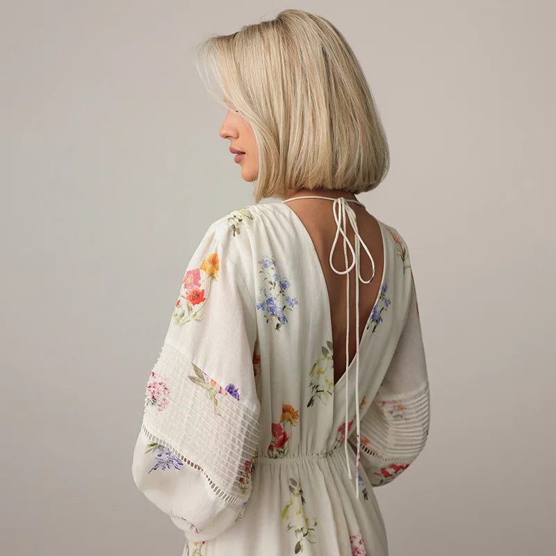 Garden Whisper – Loose Floral Beach Dress