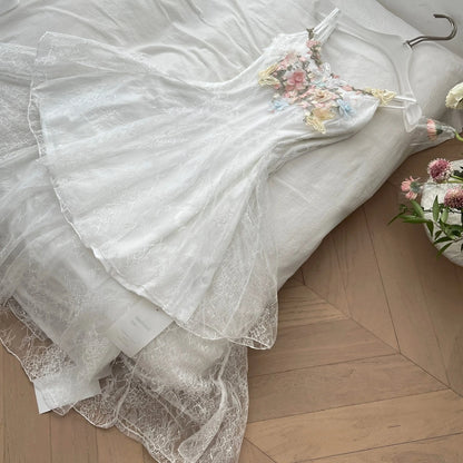 French Pearl – White Lace Fishtail Beach Dress