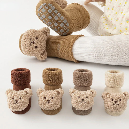 Cute Bear Baby Socks for Boys Girls Winter Soft Cotton