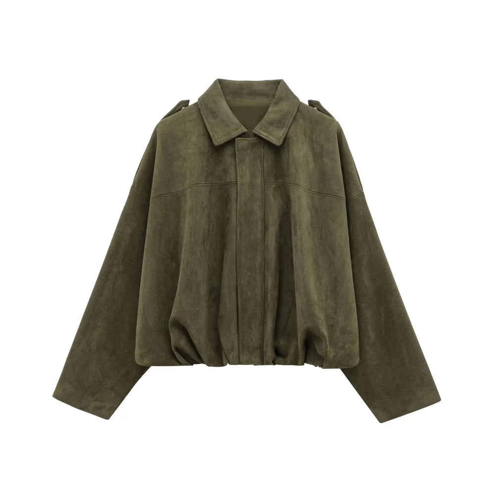 Faux Suede Loose Fit Stylish  Jacket