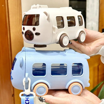 Cartoon Bus Straw Cup for Kids