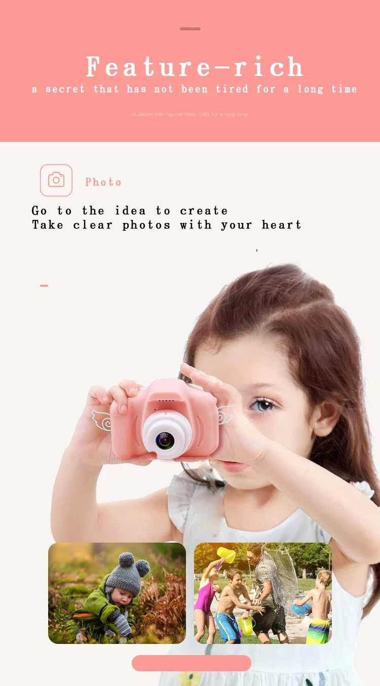 Kids Mini Digital Cameras 1080P HD  SLR Camera +TF Memory Card