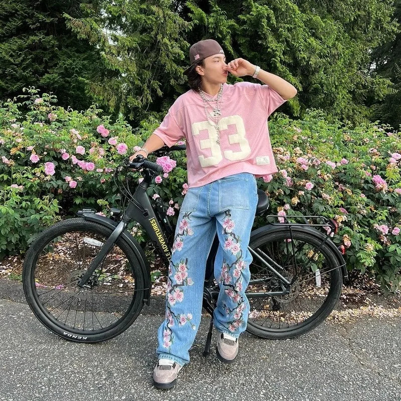 Cherry Blossom unisex Hip Hop  Jeans