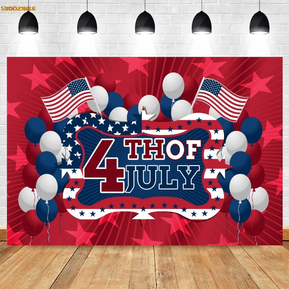 Flag and Balloon 4th Of July Day Photography
