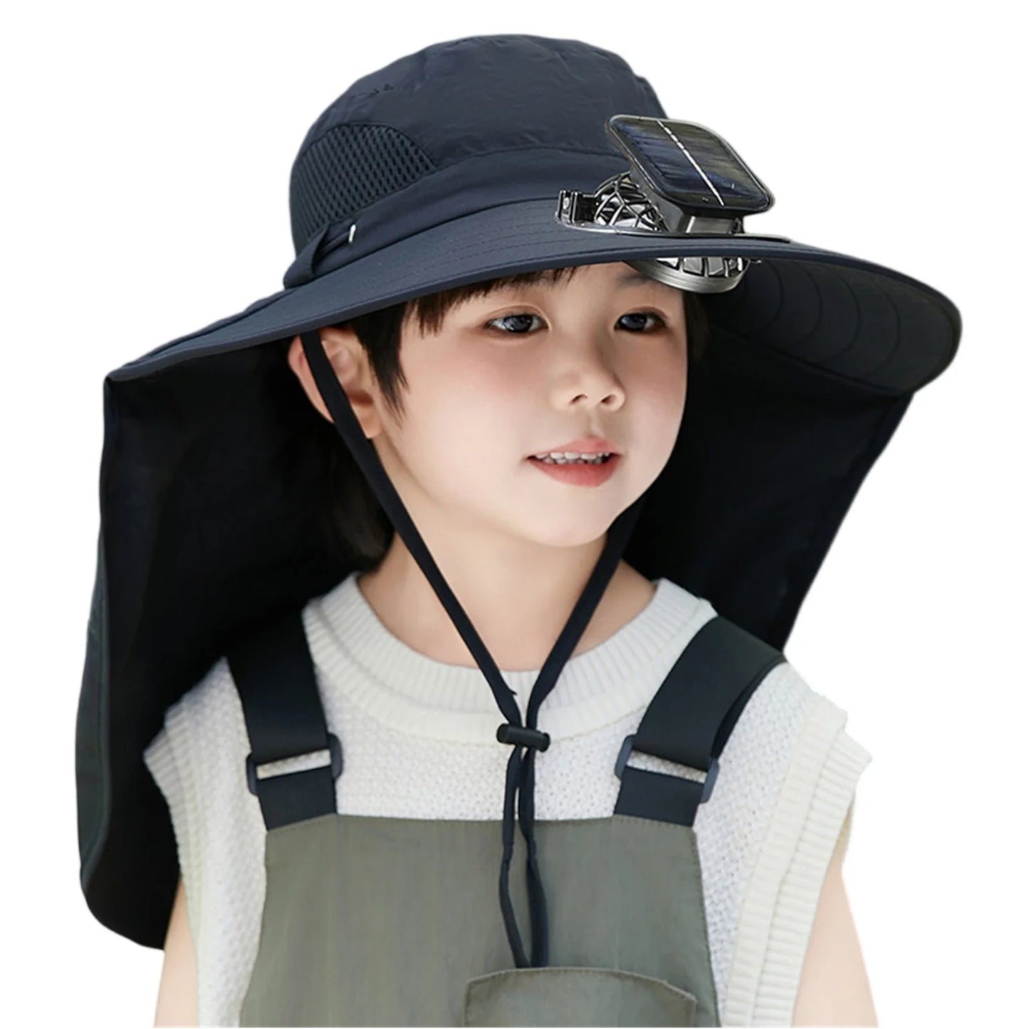 UV Protection Kids Solar/USB Charging Fan Hat For Outdoor activity