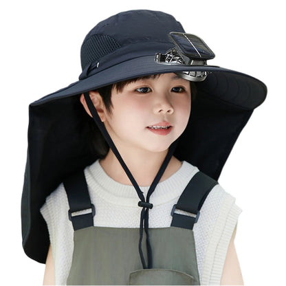 UV Protection Kids Solar/USB Charging Fan Hat For Outdoor activity