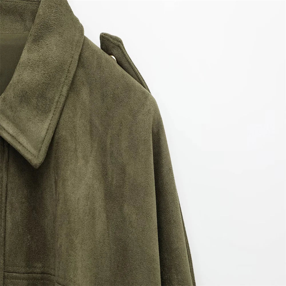 Faux Suede Loose Fit Stylish  Jacket