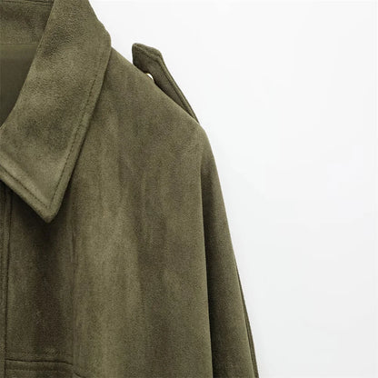 Faux Suede Loose Fit Stylish  Jacket