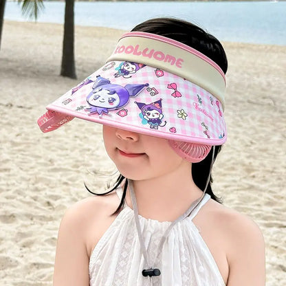 Sunscreen cooling hat with Two chargeable Fan
