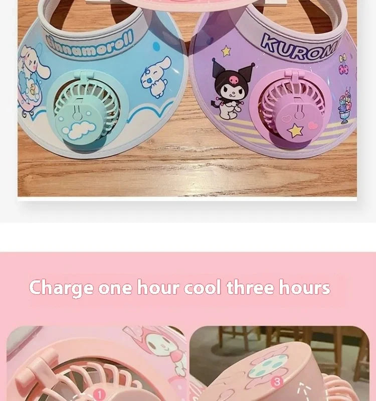 Kids Sun Protection Cooling Hat With chargeable Fan