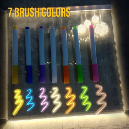 LED Note Board Night Light With Colorful 7 Pens Acrylic Drawing Board